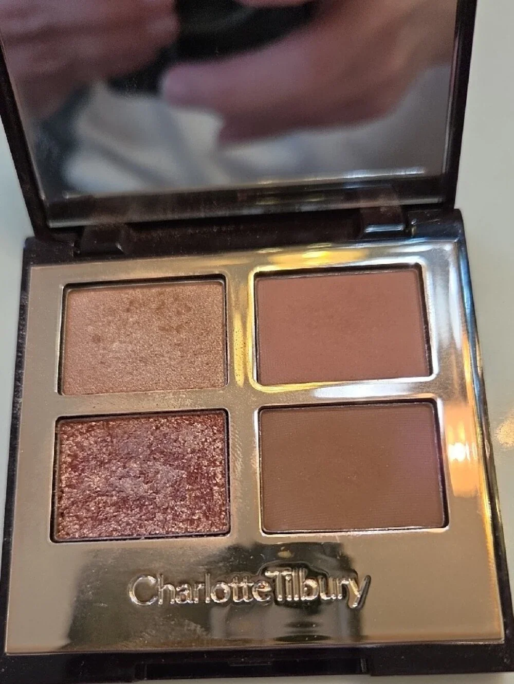 Charlotte Tilbury Black Compact with Gold CT Emblem